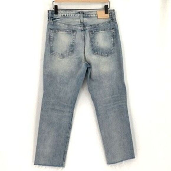 Trave Blue Denim Distressed Constance Cropped Jeans Eve of Destruction Size 29 - Picture 4 of 12